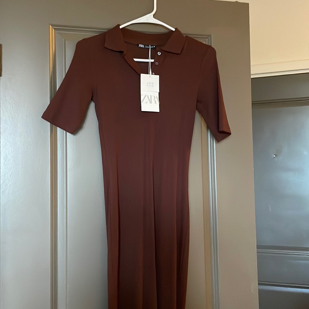 Brown Zara MIDI Dress NWT
